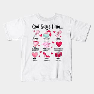 God Says I Am Mothers Day, Retro Mom, Christian Mother, Jesus Mom Kids T-Shirt